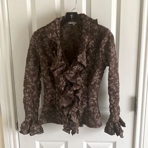 Anne Fontaine Size 4 brown shirt/jacket with camisole